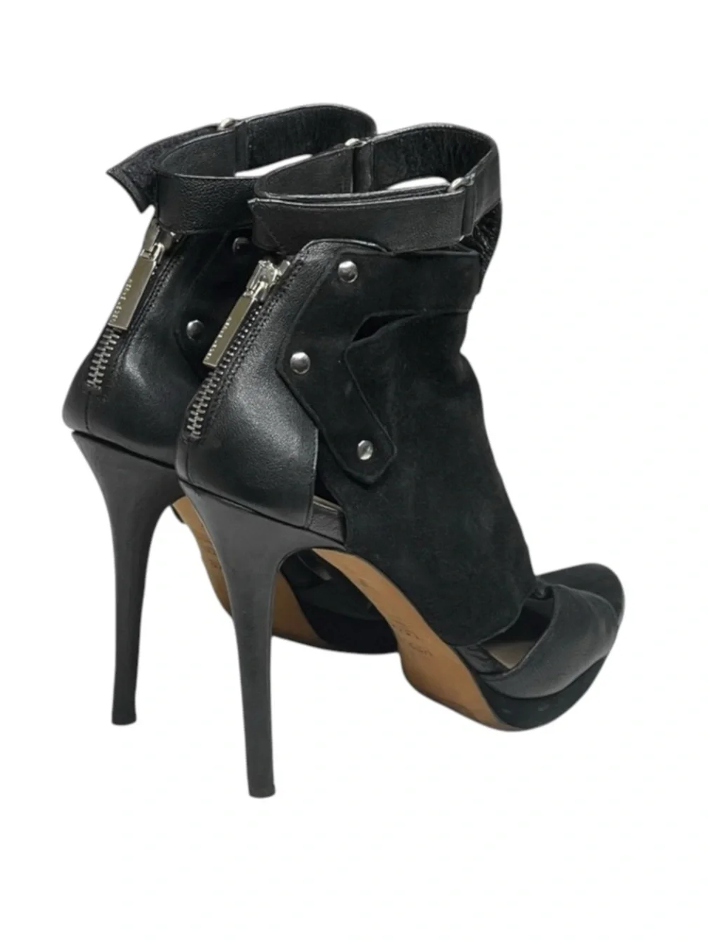 Herve Leger 𖤐 Platform Suede Leather Stiletto Heel Ankle Booties 𖤐 Black 37 7